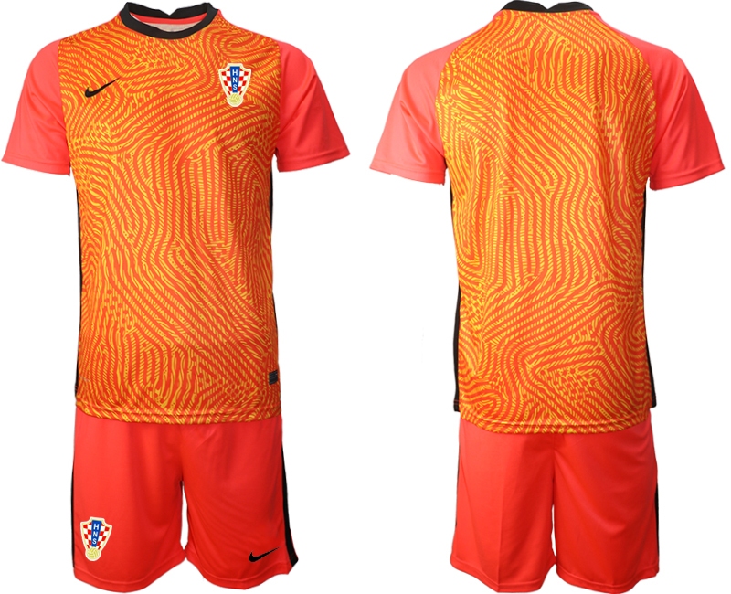 Cheap Men 2021 European Cup Croatia orange goalkeeper Soccer Jerseys